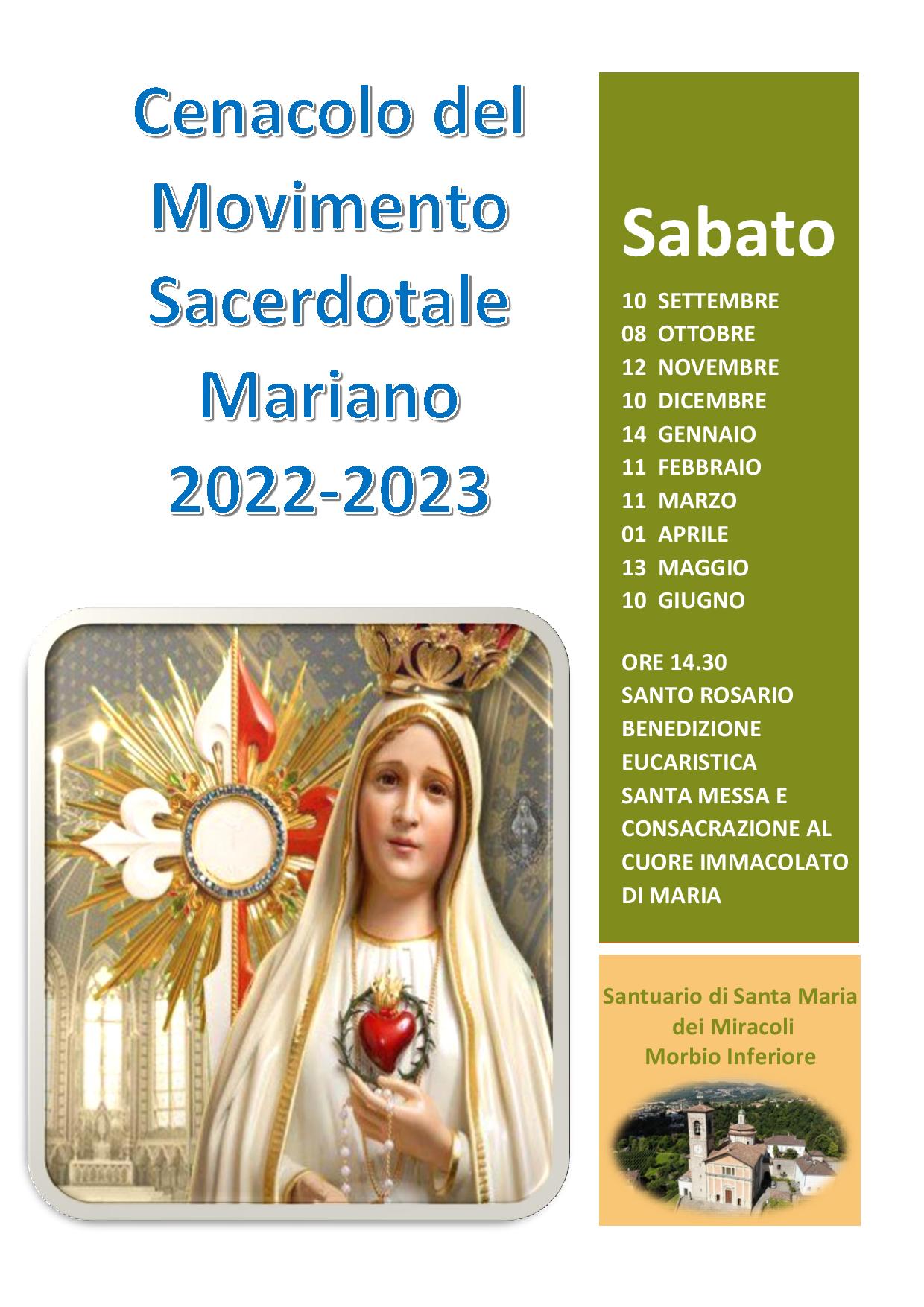 Cenacolo del Movimento Sacerdotale Mariano 2022-2023